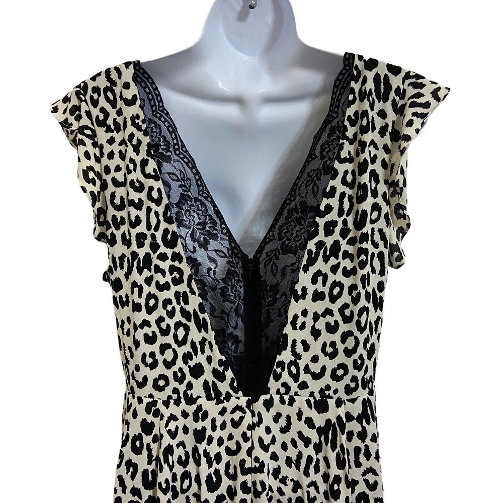 Express Leopard Print Dress Ruffle Sleeve Keyhole Mini Casual Party Size 12 - Picture 8 of 12